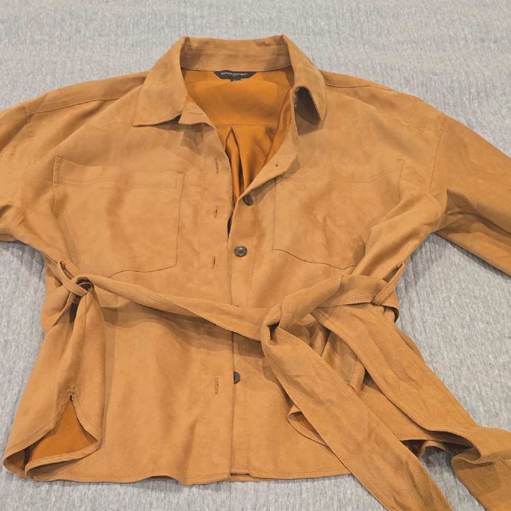 Banana Republic Women's Light Brown Vegan Suede Shirt Jacket